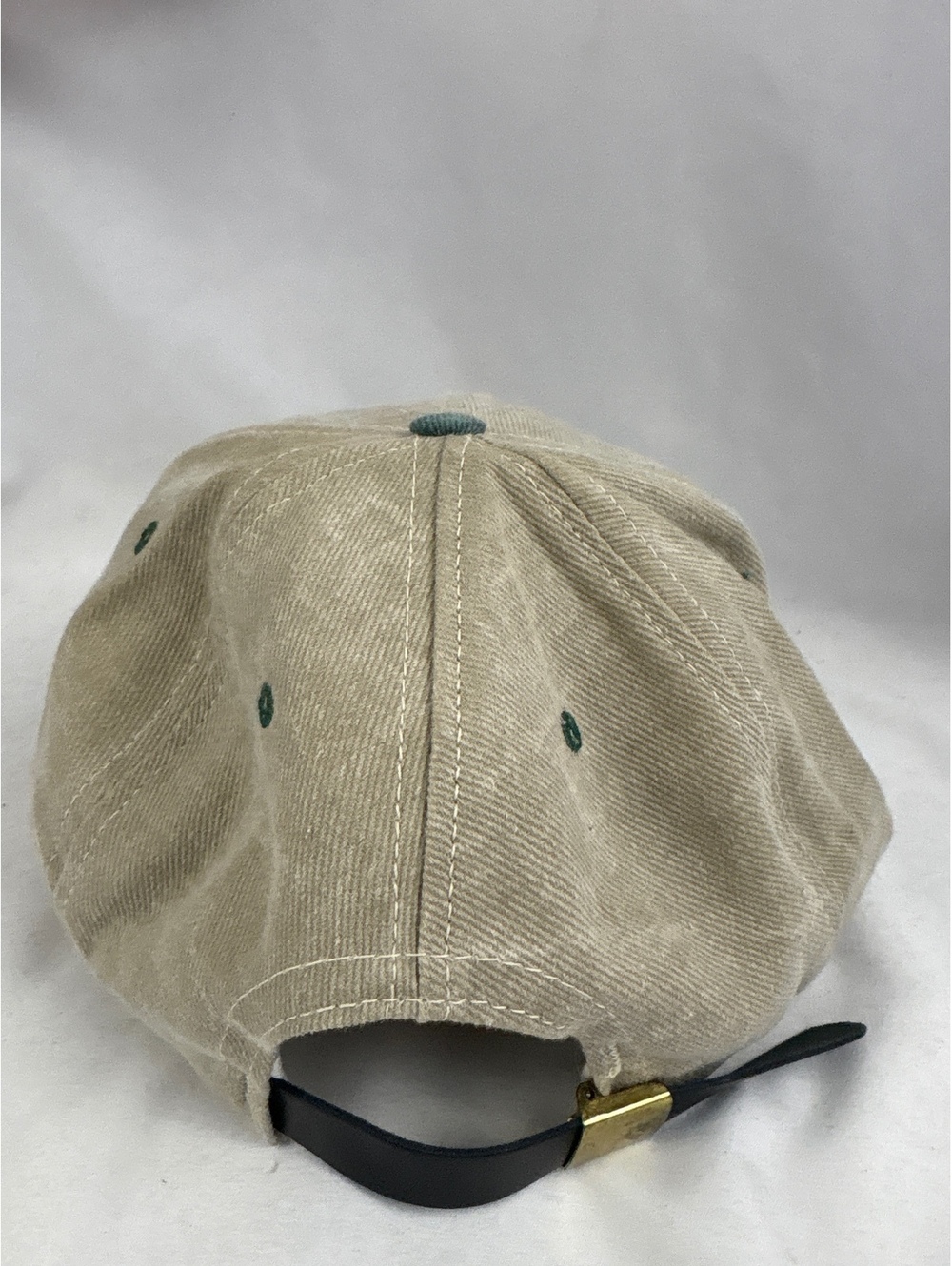 Vintage Cadillac Strapback Taupe Beige and Green Adjustable Baseball Hat Cap - Picture 3 of 7